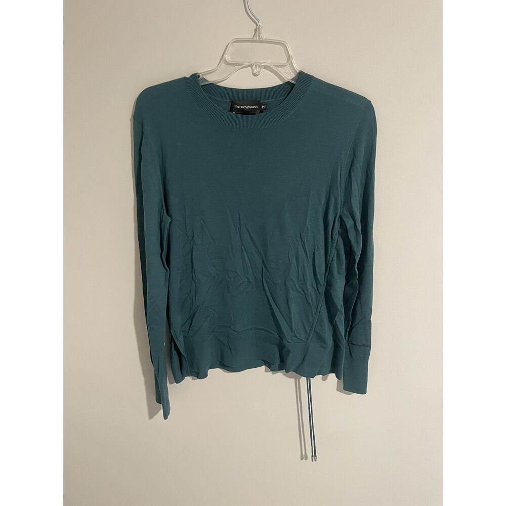 Emporio Armani Women's Blue‎ Ruched Wool Sweater Size 42